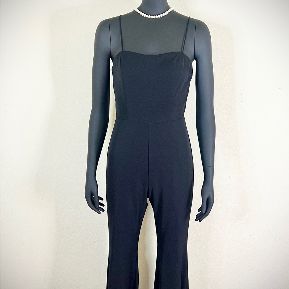 NWOT🌹 Endless Rose S Elegant Black Spaghetti Strap pant Dress